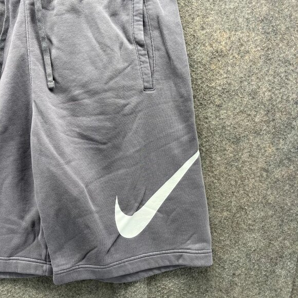 Nike Club Fleece Shorts Men Large Gray Cotton Blend Drawstring Athletic Lounge - Picture 6 of 10